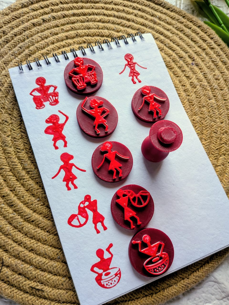 Warli Art Stamps (6 designs 1 Handle)